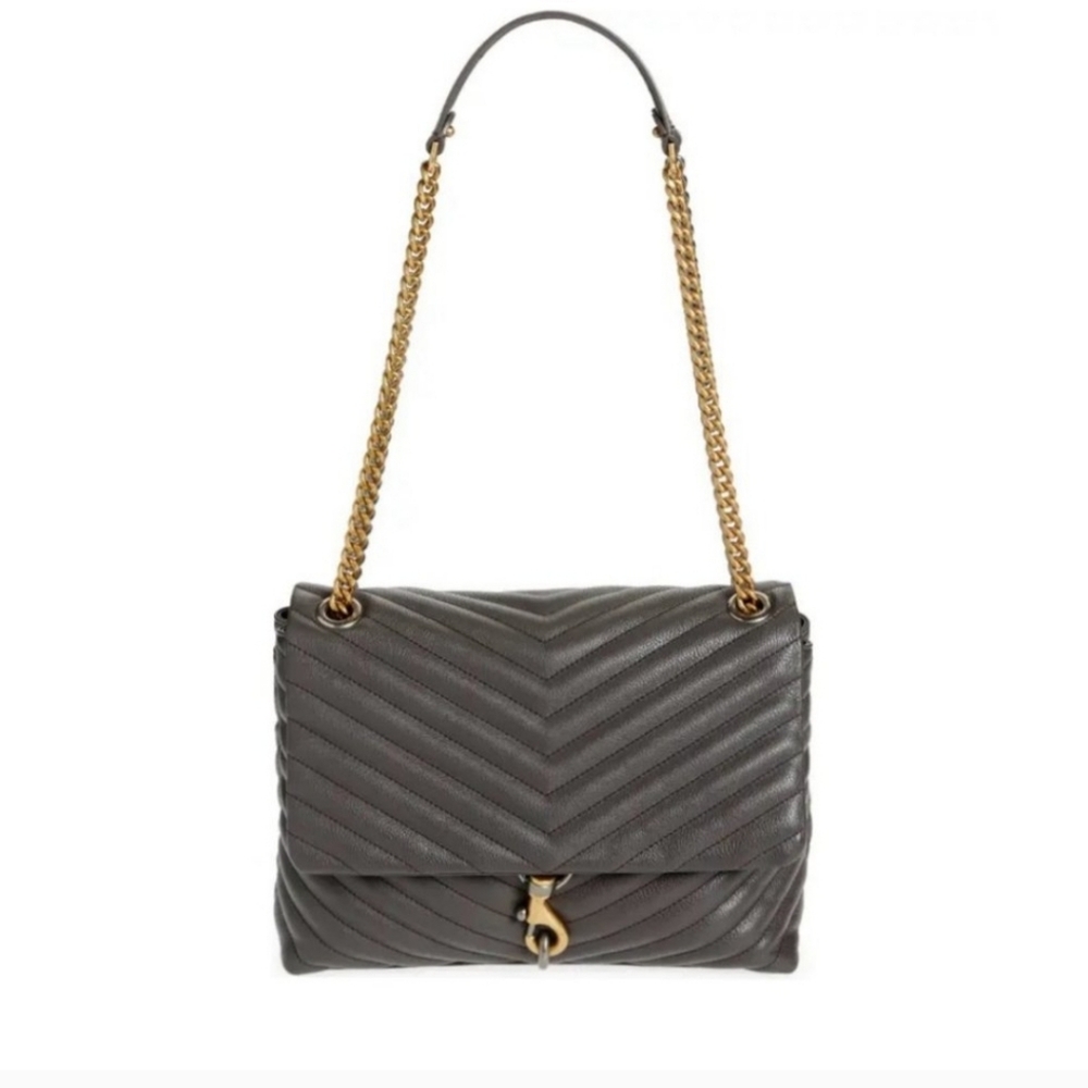 Nwt Rebecca minkoff edie leather flap shoulder graphite bag